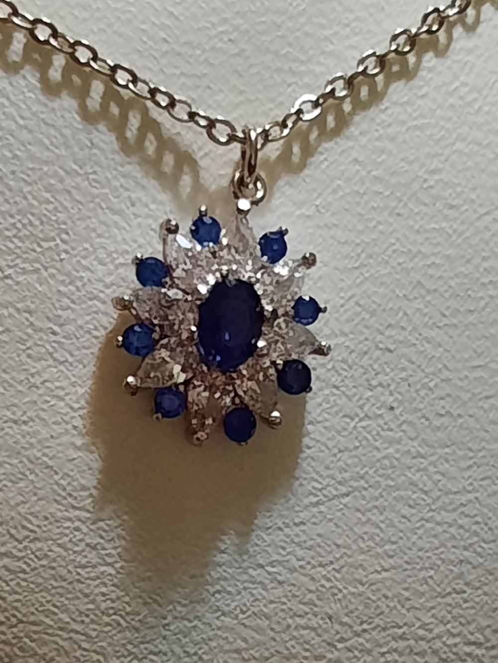 SOLID STERLING SILVER SAPPHIRE SEPTEMBER BIRTHSTONE CZ NECKLACE GIFT BOX🎁BAG